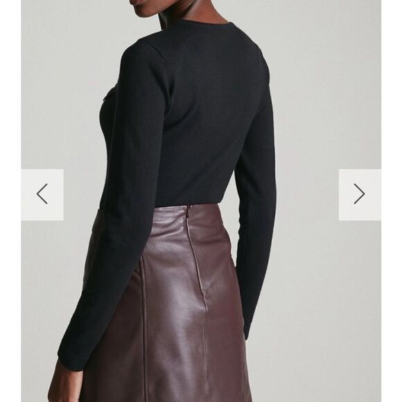 Karen Millen military button crewneck sweater Black new S - Picture 3 of 5